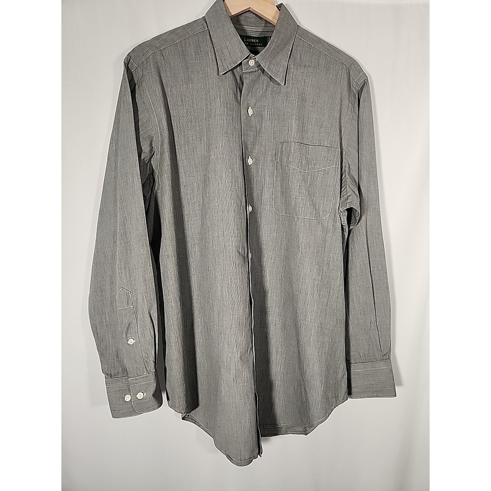 Lauren Ralph Lauren Gray Nailhead Dress‎ Shirt Mens 15 1/2 32/33 Cotton Preppy